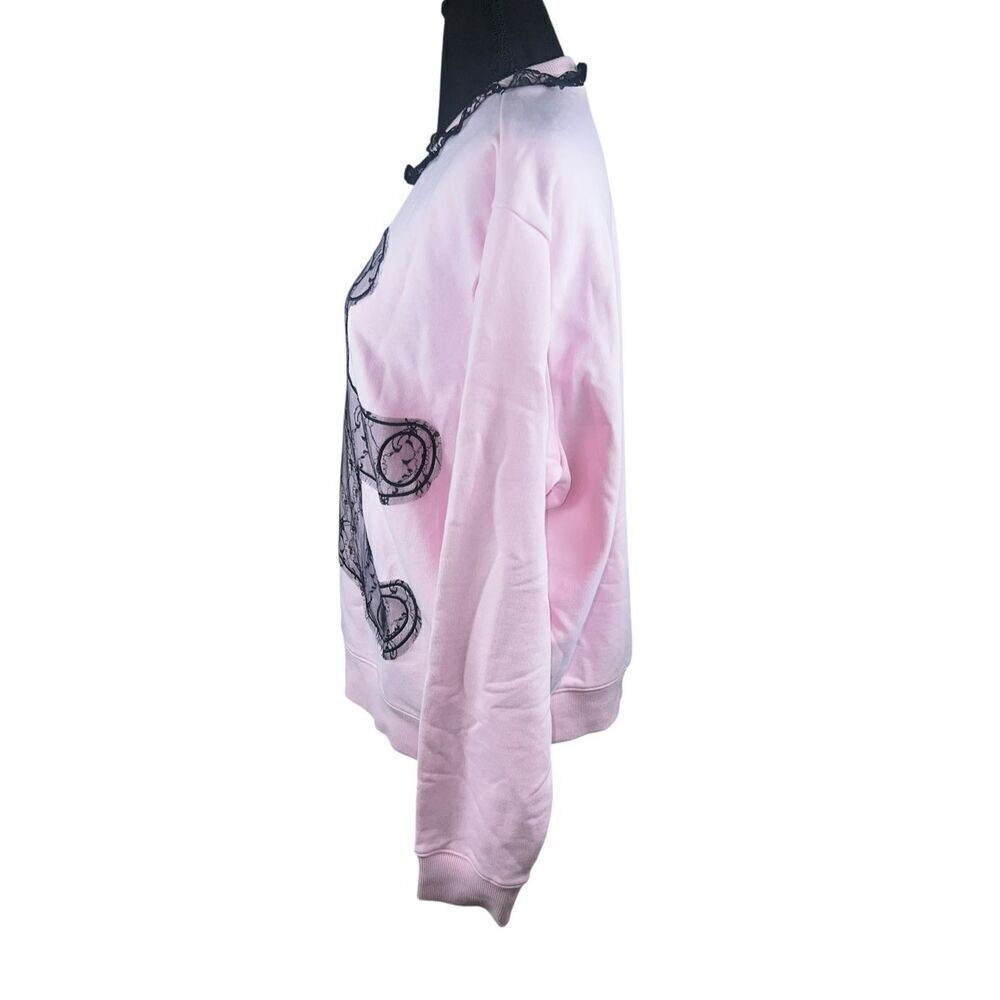 Teddy Fresh applique Bear pink sweater black Lace trim Women’s medium streetwear - Picture 6 of 12